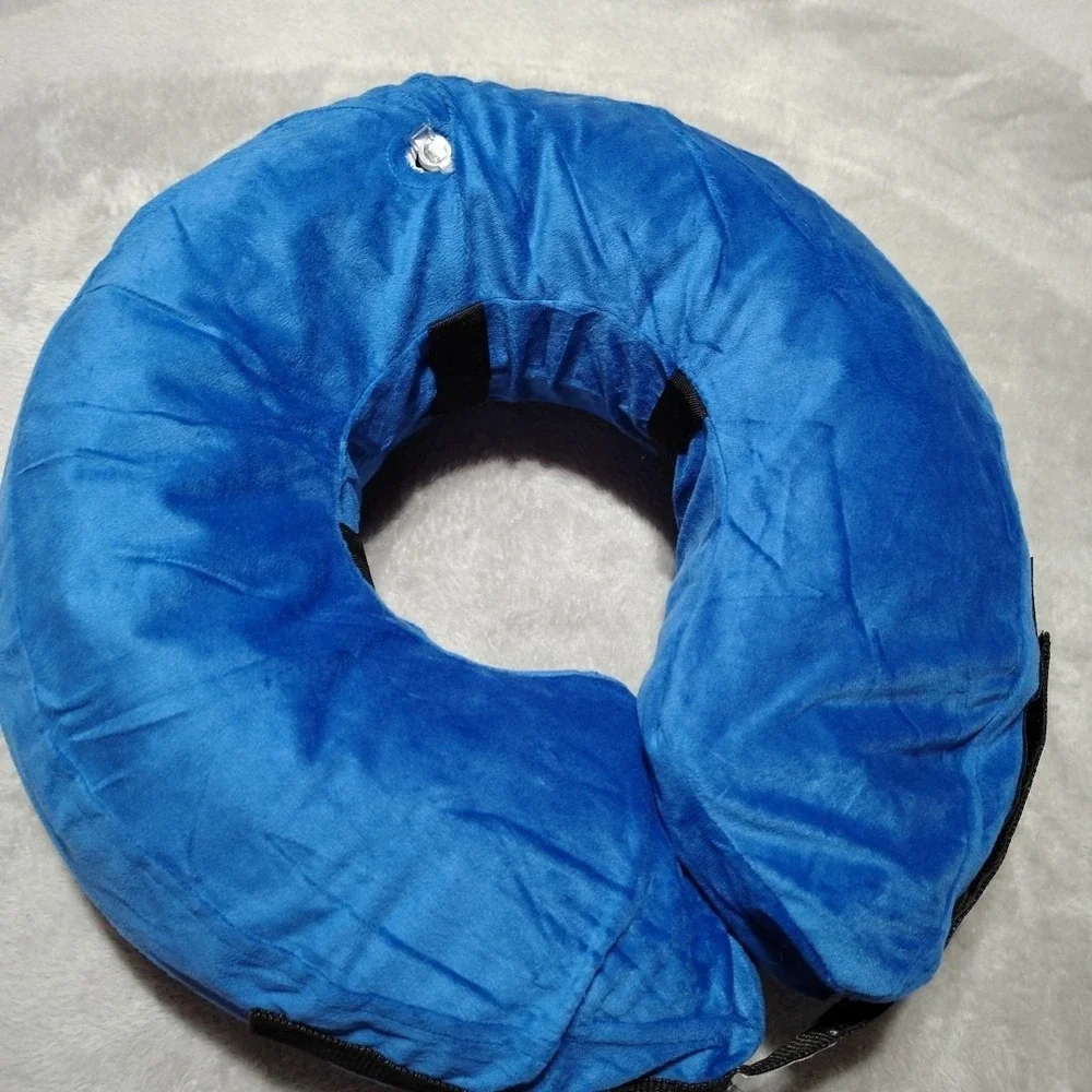 Tonqixope‎ Inflatable Dog Collar XL Blue Soft Protective Surgery Donut Comfort